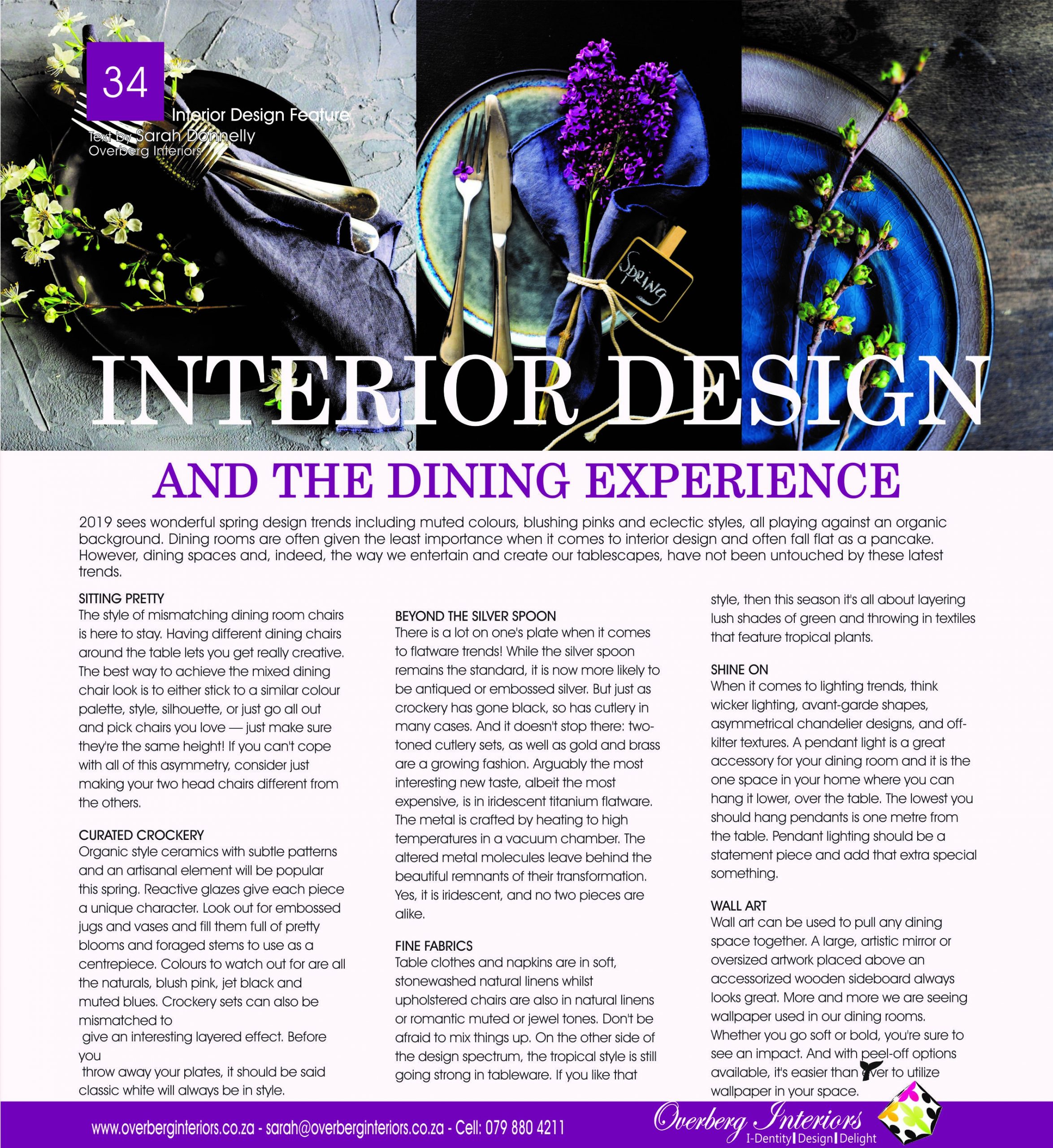 Interior Design & The Dining Experience - Overberg Interiors