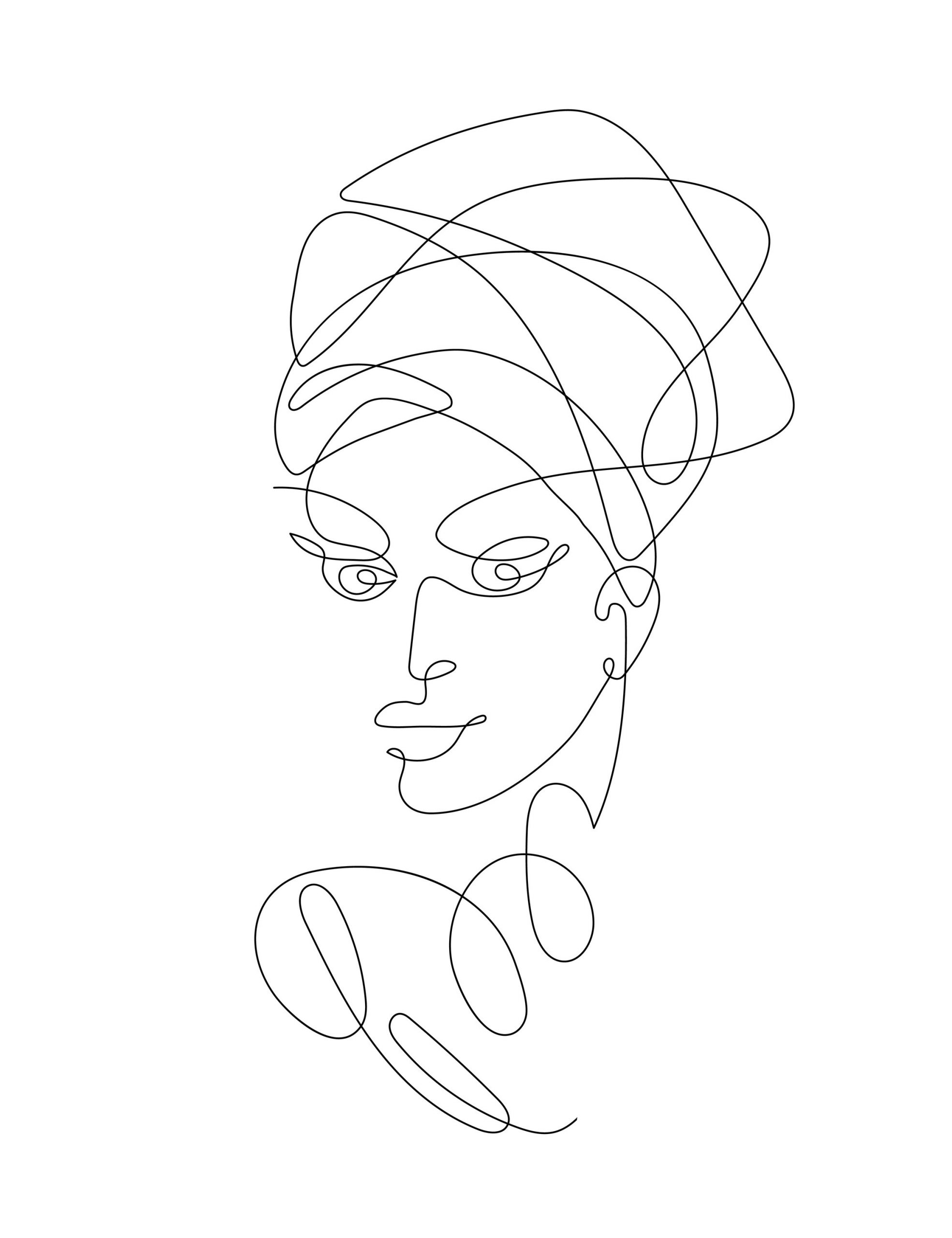 Continuous One Line Drawing. Abstract Portrait of Pretty Young Woman.  Vector Soft Illustration Stock Vector - Illustration of outline, hair:  198869096